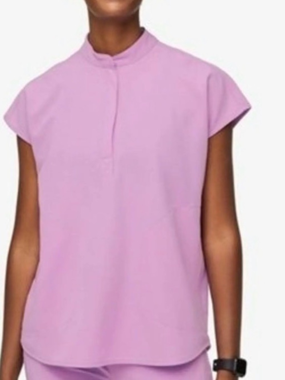 Figs Lavender Cap-Sleeve Mock Neck Top